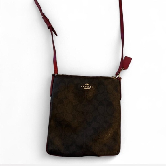 Coach Handbags - Coach Brown and red leather crossbody with matching wallet
